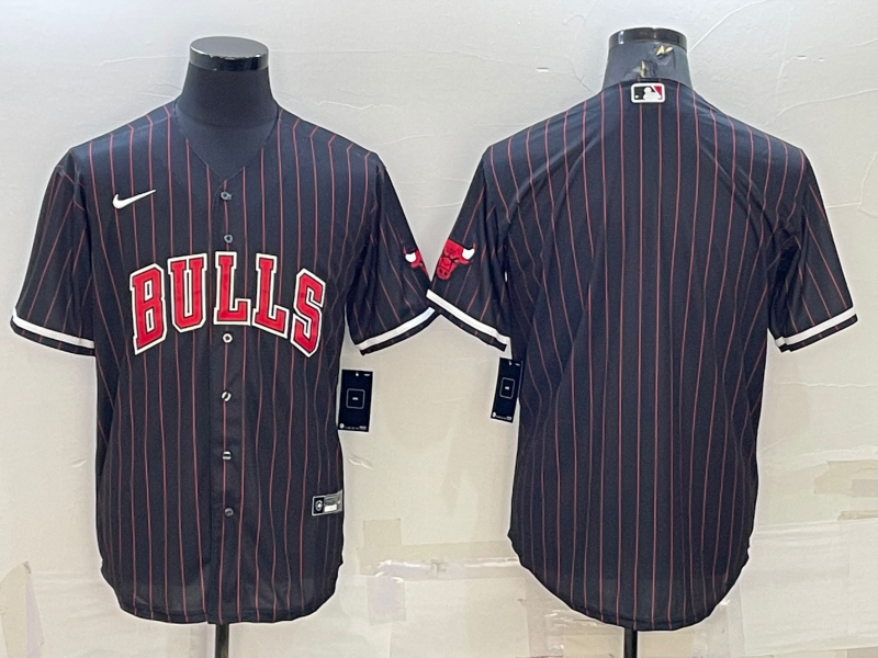 Men's Chicago Bulls Blank Black Cool Base Stitched Baseball Jersey Men's Chicago Bulls Blank Black Cool Base Stitched Baseball Jersey